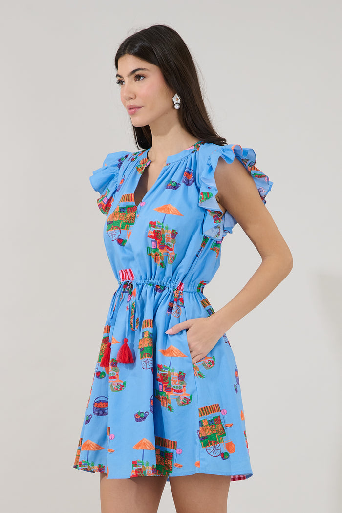 Sutton Drawstring Mini Dress Flower Mart
