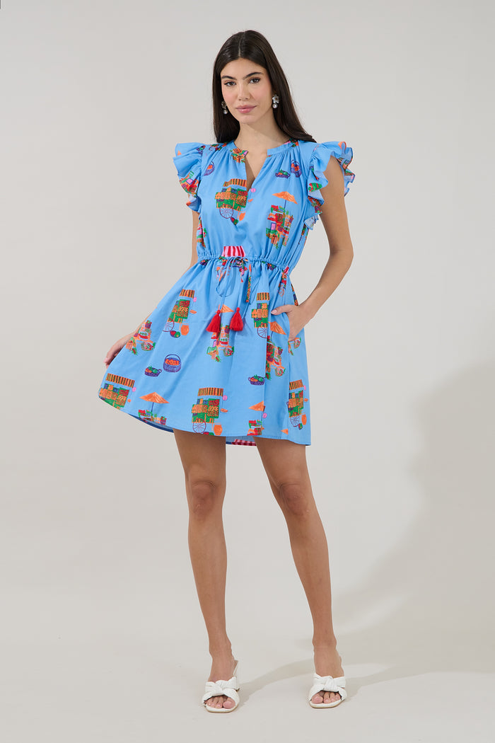 Sutton Drawstring Mini Dress Flower Mart