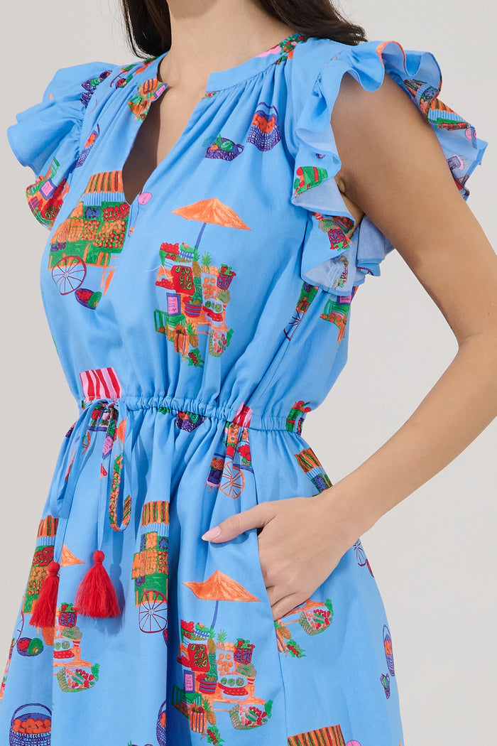 Sutton Drawstring Mini Dress Flower Mart