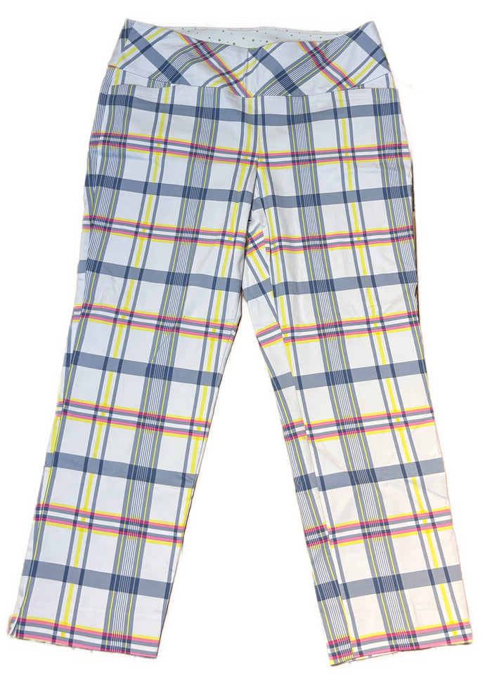 Swing Control Light Navy, Yellow & Pink Plaid Pants Size 16