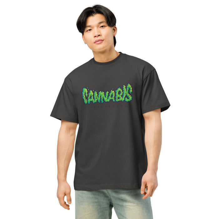 T-shirt boxy homme noir vintage face - imprimé graffiti Cannabis Natural Product sur la poitrine