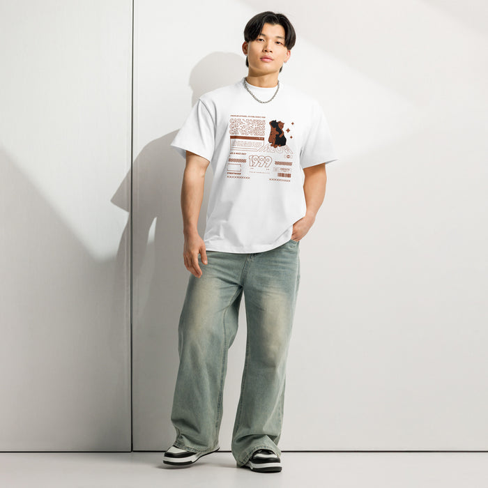T-shirt boxy Cat Lovers 1999 blanc face - détail chat Meow 1999