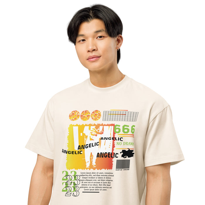 T-shirt boxy Angelic 666 blanc vintage face - détail collage streetwear