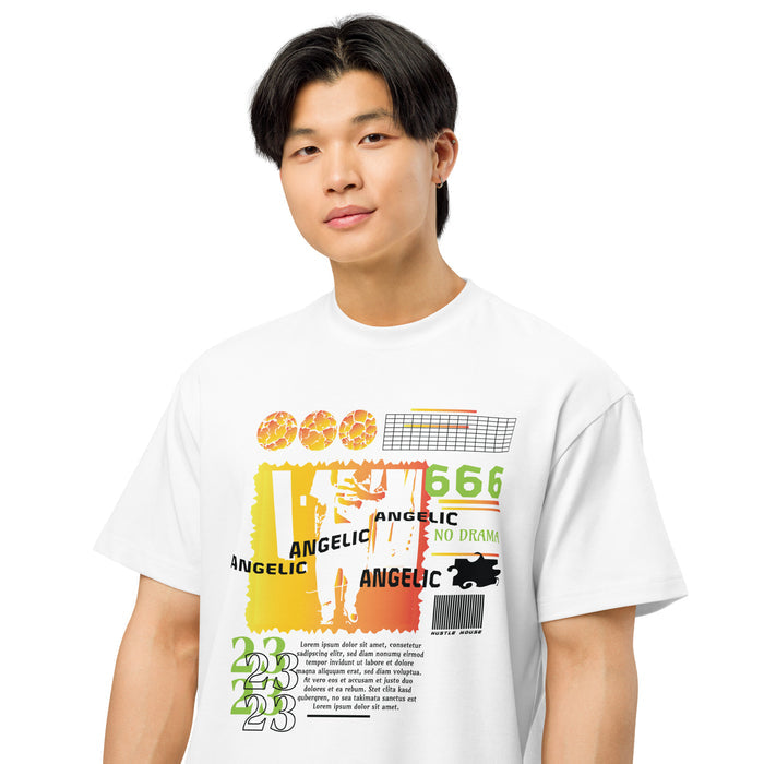 T-shirt boxy Angelic 666 blanc face - détail collage streetwear