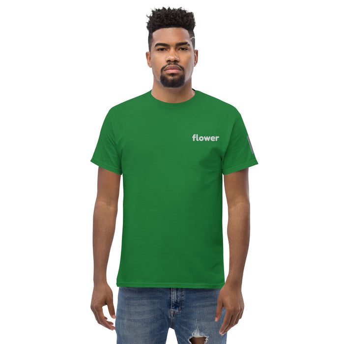 T-shirt Classique Flower Vert Gazon face - logo flower sur la poitrine