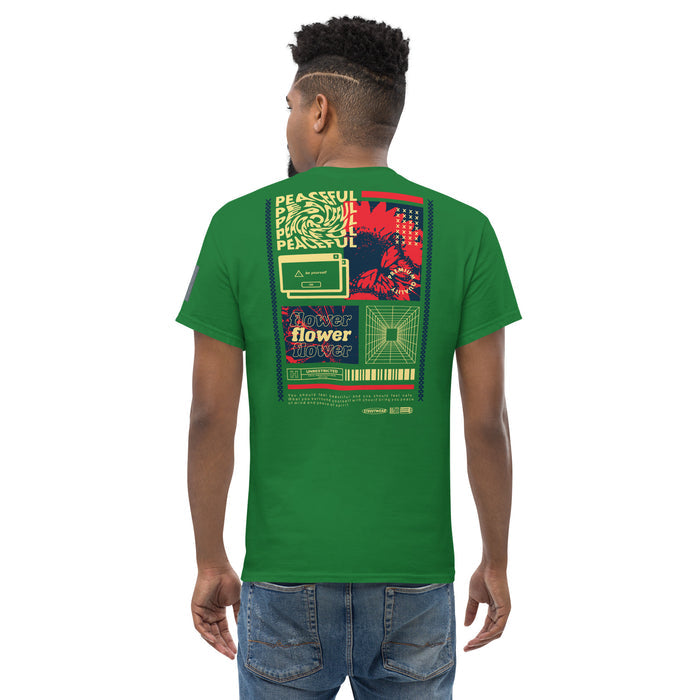 T-shirt Classique Flower Vert Gazon dos - grand imprimé poster graphique rétro flower