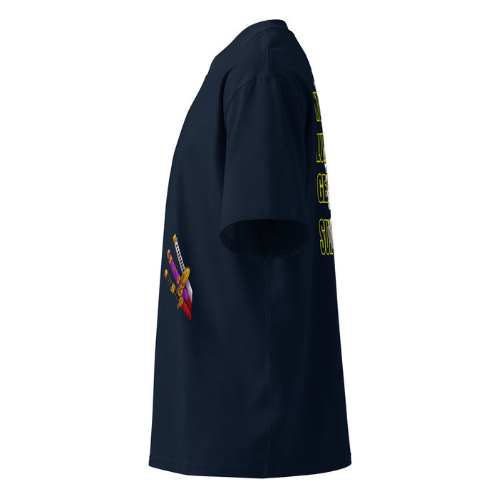 T-shirt col montant guerrier manga bleu marine profil gauche