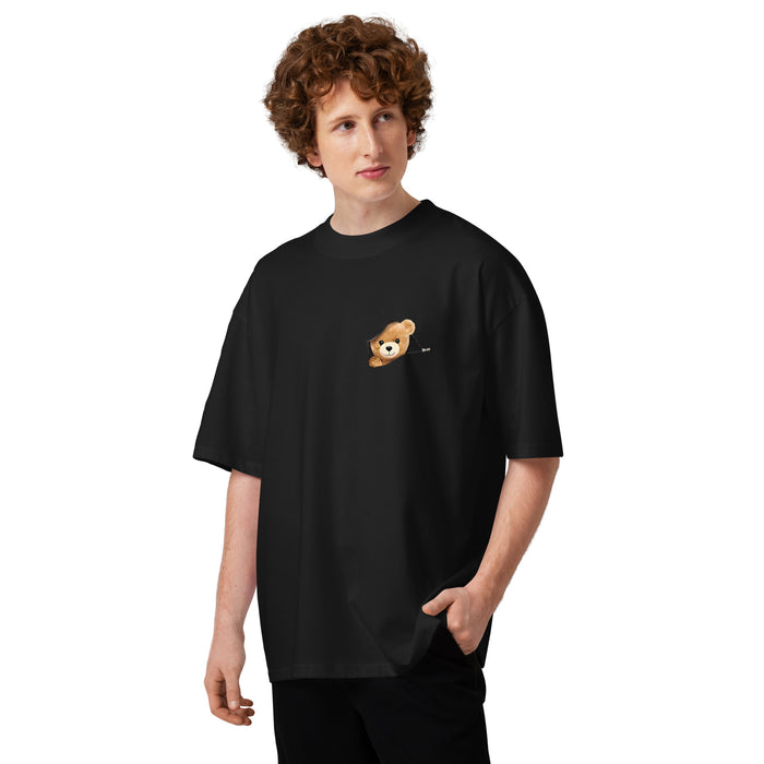 T-shirt col montant Panic Paranoia noir face - ourson à la poitrine