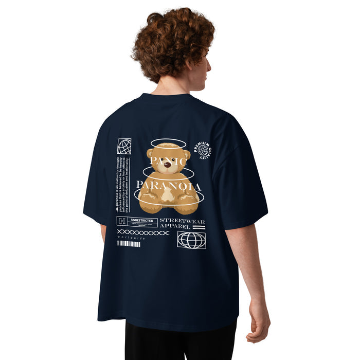 T-shirt col montant Panic Paranoia bleu marine dos - grand ourson Panic Paranoia