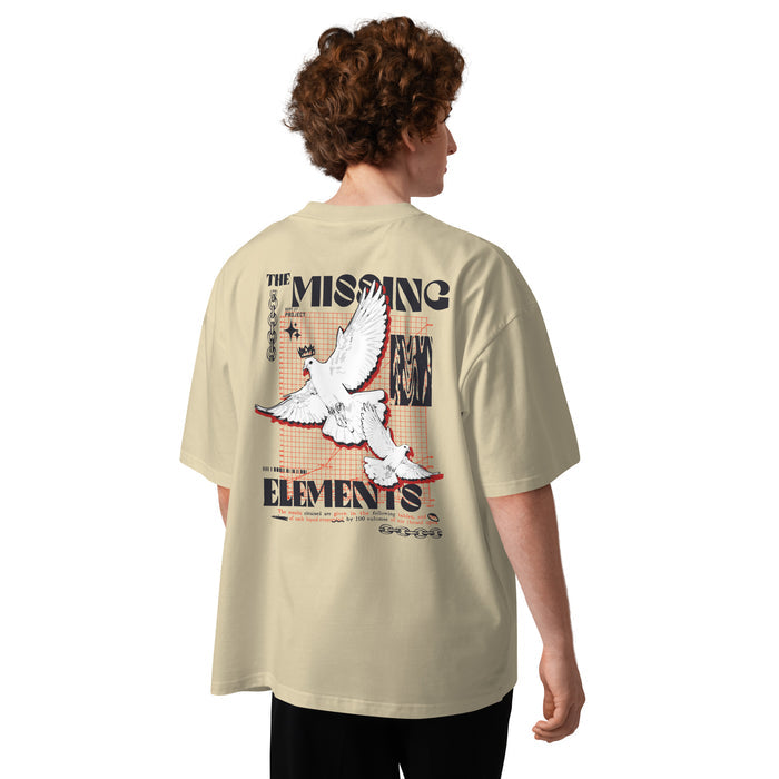 T-shirt col montant The Missing Elements Pierre vue de dos - grand imprimé colombes au dos