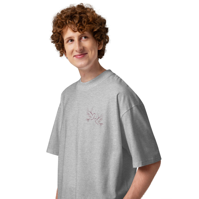 T-shirt col montant The Missing Elements Gris Chiné profil gauche - coupe oversize streetwear