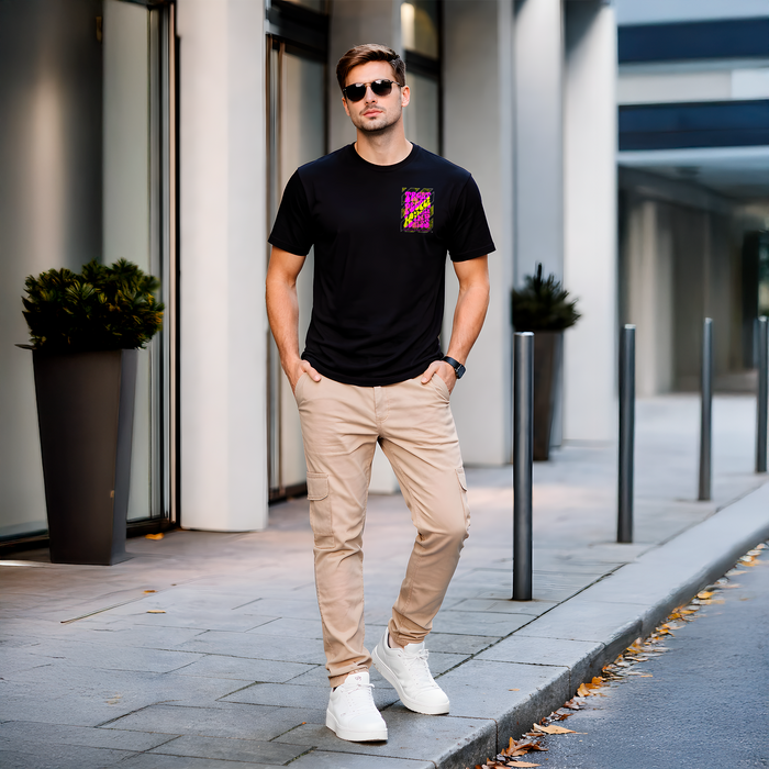 T-shirt noir streetwear graphique coloré – urbain homme