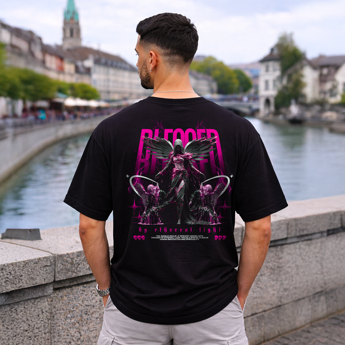 T-shirt oversize Angel Reborn violet – dark streetwear
