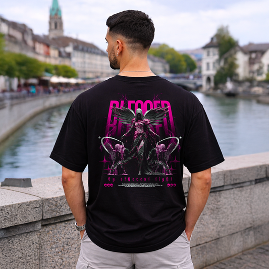 T-shirt oversize Angel Reborn violet – dark streetwear
