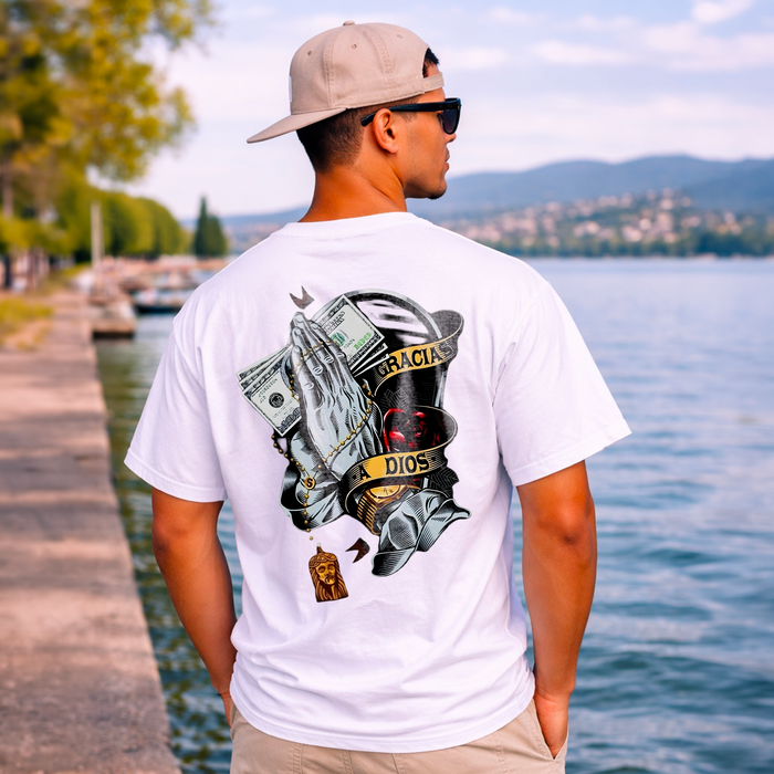 T-shirt oversize blanc Gracias a Dios – streetwear faith
