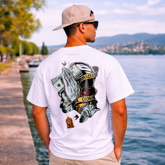 T-shirt oversize blanc Gracias a Dios – streetwear faith