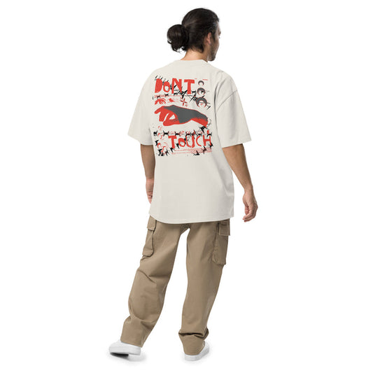 T-shirt oversize délavé Biohazard Don't Touch ivoire délavé dos - grand imprimé Don't Touch grunge