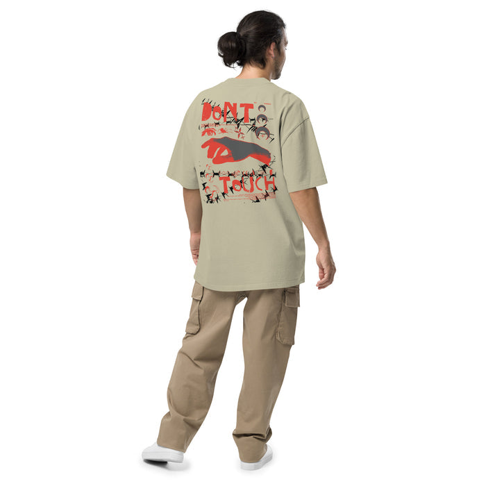 T-shirt oversize délavé Biohazard eucalyptus délavé dos - grand imprimé Don't Touch grunge