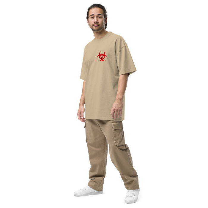 T-shirt oversize délavé Biohazard kaki délavé profil - symbole biohazard