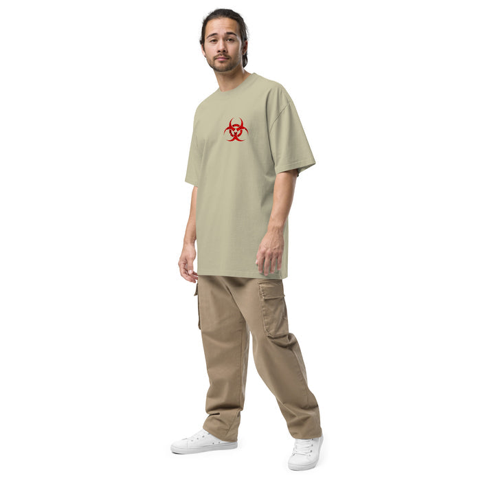 T-shirt oversize délavé Biohazard eucalyptus délavé profil - symbole biohazard