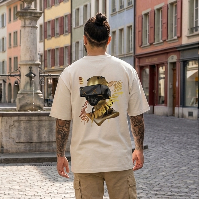 T-shirt Oversize Délavé Robot Wifi - Streetwear Aesthetic Homme