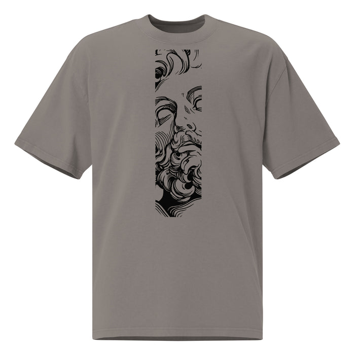T-shirt oversize délavé Zeus God of All Gods Gris Délavé vue de face - imprimé à la poitrine