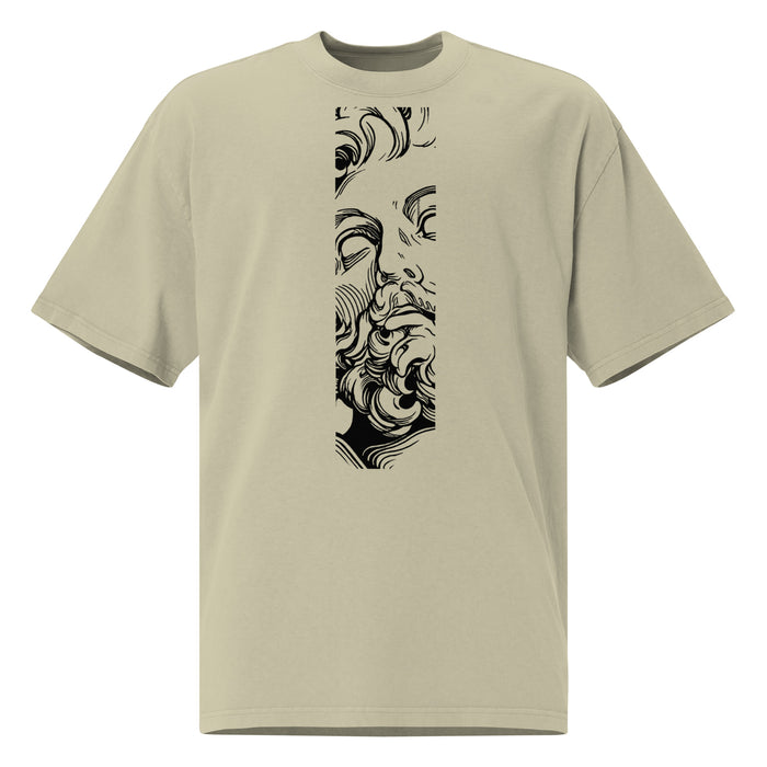 T-shirt oversize délavé Zeus God of All Gods Eucalyptus Délavé vue de face - imprimé à la poitrine