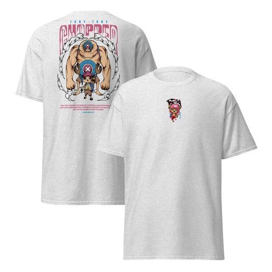 T-shirt manga streetwear gris pinchard face et dos - grand imprimé manga