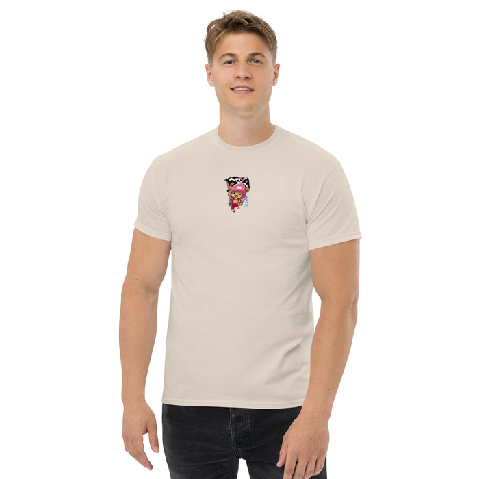 T-shirt manga streetwear beige clair face - motif manga à la poitrine