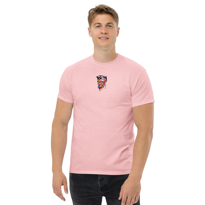 T-shirt manga streetwear rose clair face - motif manga à la poitrine