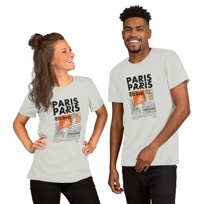 T-shirt Unisexe Paris Urban Argenté - imprimé poster streetwear à la poitrine