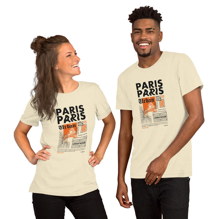 T-shirt Unisexe Paris Urban Beige Clair - imprimé poster streetwear à la poitrine