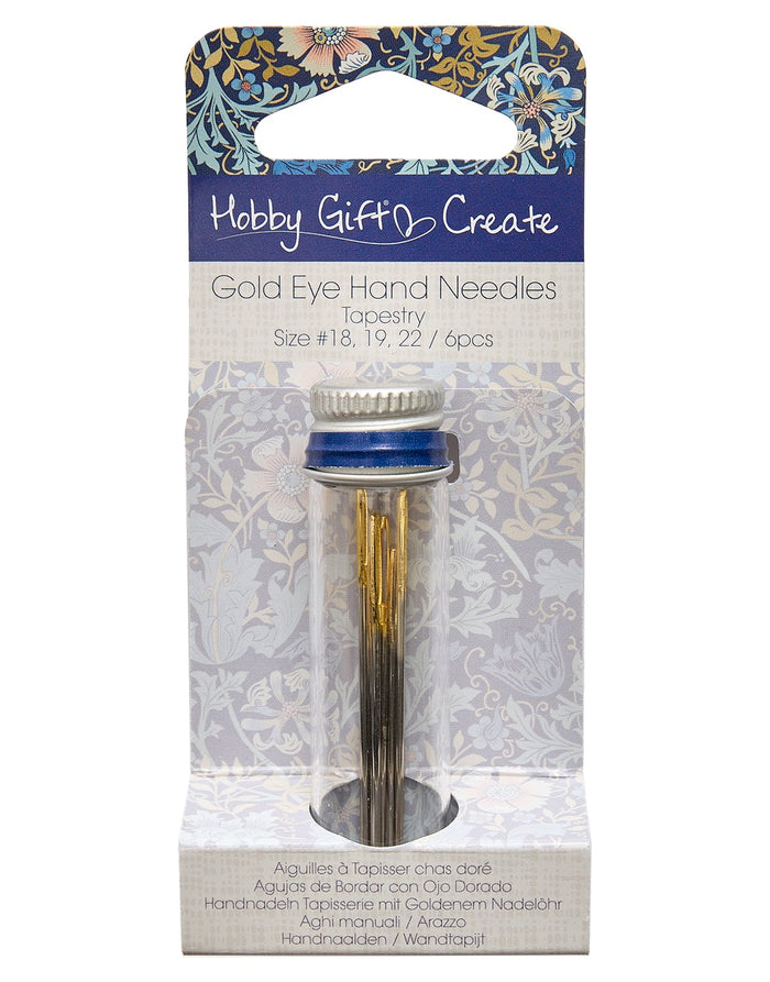 Tapestry Sewing Needles in glass tube, Gold Eye, Floral Arts and Crafts