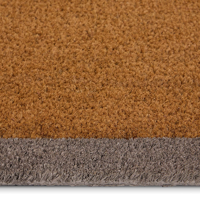 Taupe Border Coir Doormat- made from 100% coconut husk fibres with an eco-friendly backing.