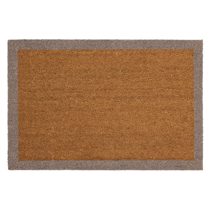 Taupe Border Coir Doormat- made from 100% coconut husk fibres with an eco-friendly backing.