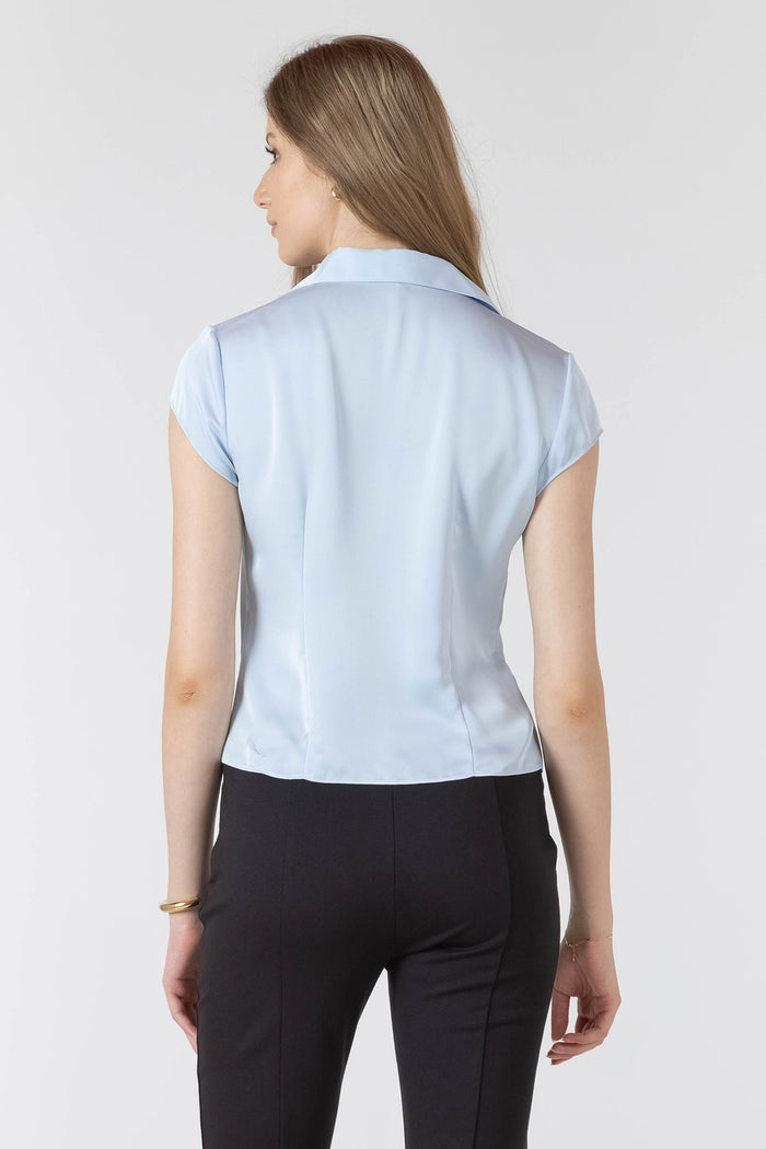 Textured Seamed Button Front Blouse