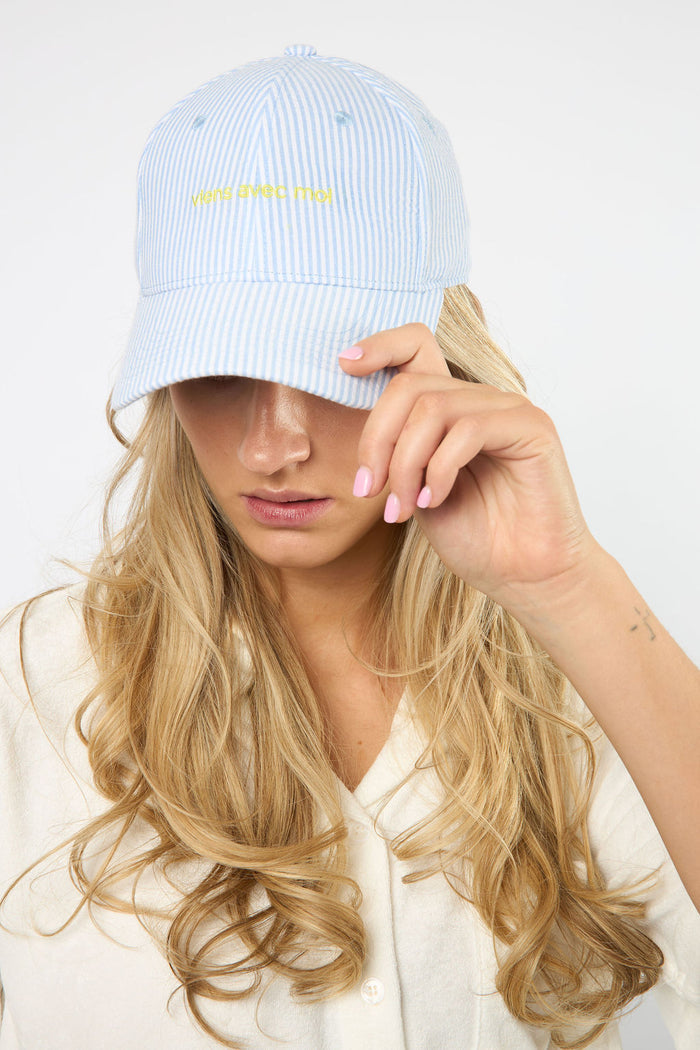The Ball Cap - Blue Stripe / Yellow