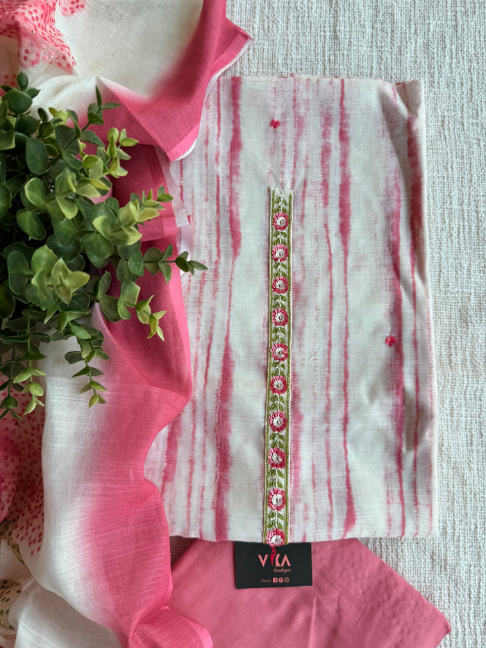 Tie and dye cotton linen suit material