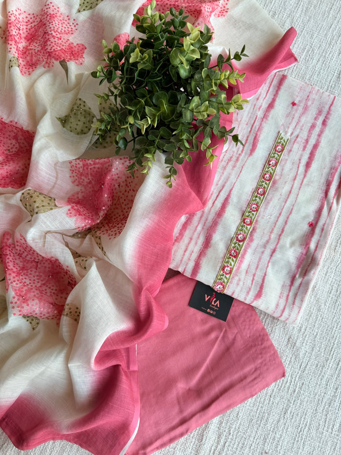 Tie and dye cotton linen suit material