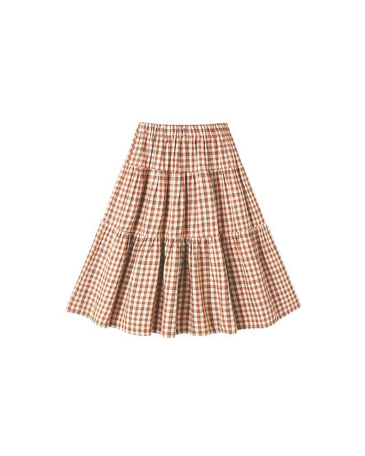 Tiered Midi Skirt  || Poppy Gingham