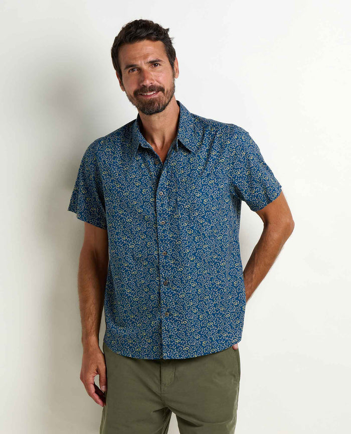 TOAD&CO FLETCH SHORT SLEEVE BUTTON DOWN CANAL PRINT MENS SHIRT