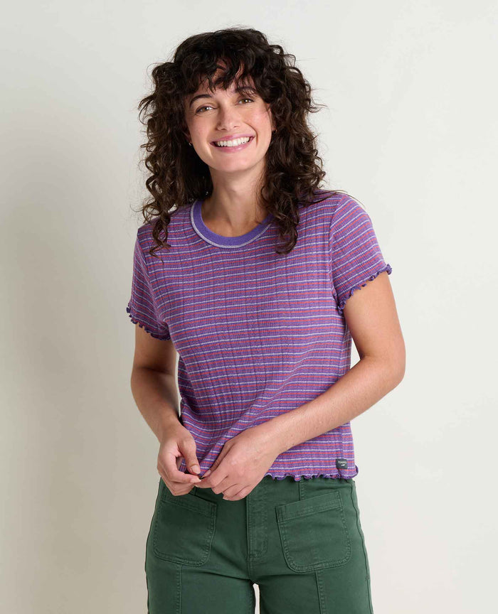 TOAD&CO FOOTHILL POINTELLE BABY TEE PLUM PATTERN WOMENS T-SHIRT