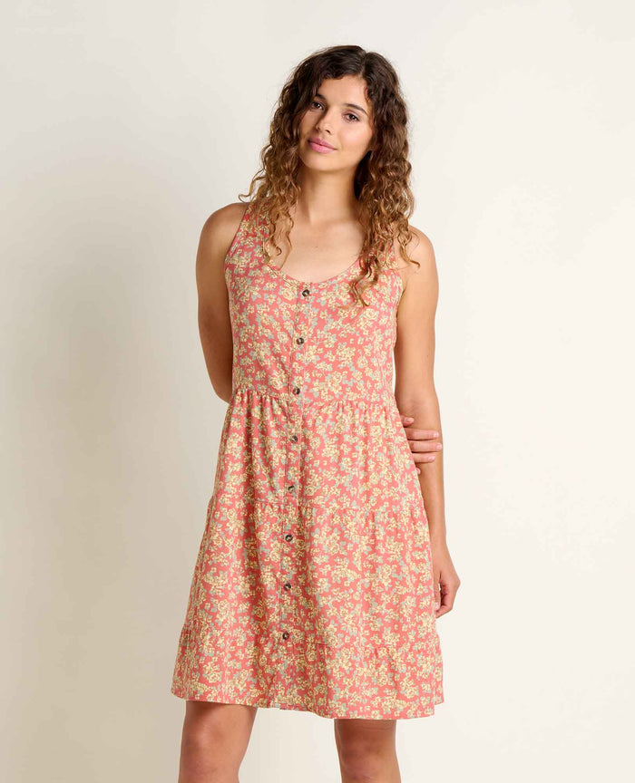 TOAD&CO MANZANA TIERED TANK DRESS DUSTY CEDAR PRINT WOMENS DRESS