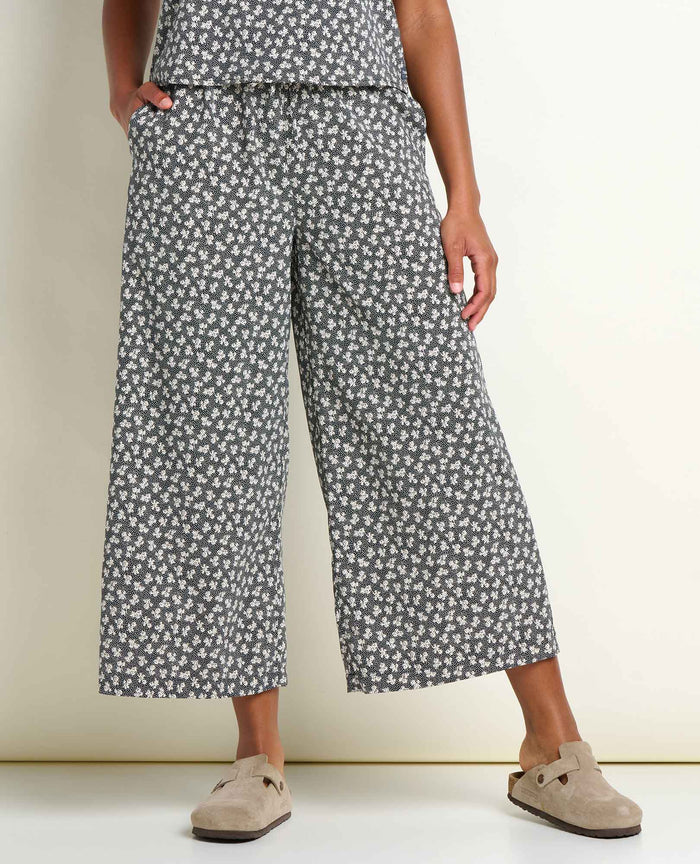 TOAD&CO SUNKISSED WIDE LEG CROP PANT BLACK & SALT PRINT WOMENS PANT