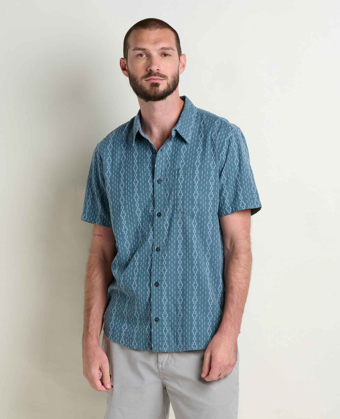 TOAD&CO TREESCAPE INK SHORT SLEEVE BUTTON DOWN MENS SHIRT