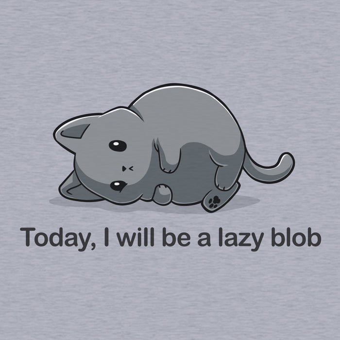 Classic Cotton T-shirt_TeeTurtle Today I Will Be A Lazy Blob heather gray apparel featuring a very round gray cat laying on its side.