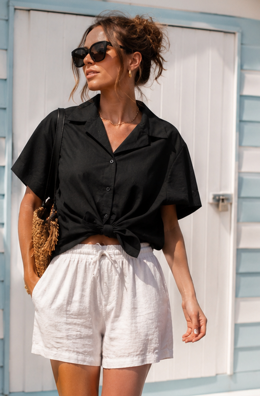 Tonia Tie Shirt Black