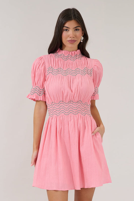 Tracey Wavy Smocked Mini Dress