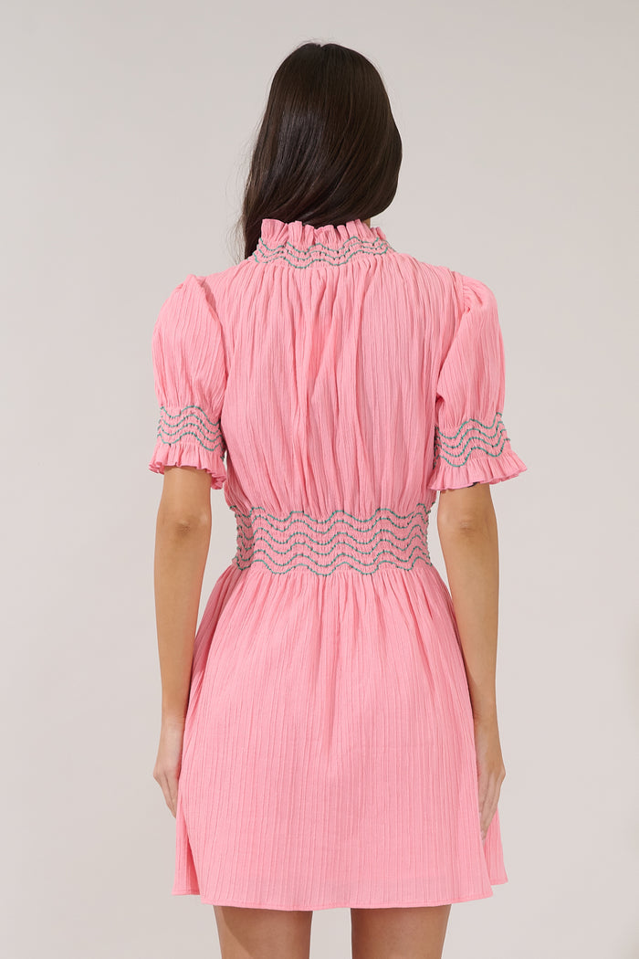 Tracey Wavy Smocked Mini Dress