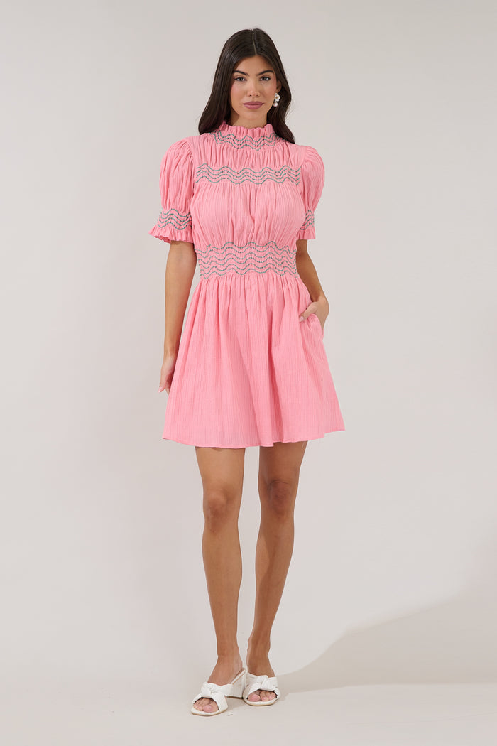 Tracey Wavy Smocked Mini Dress